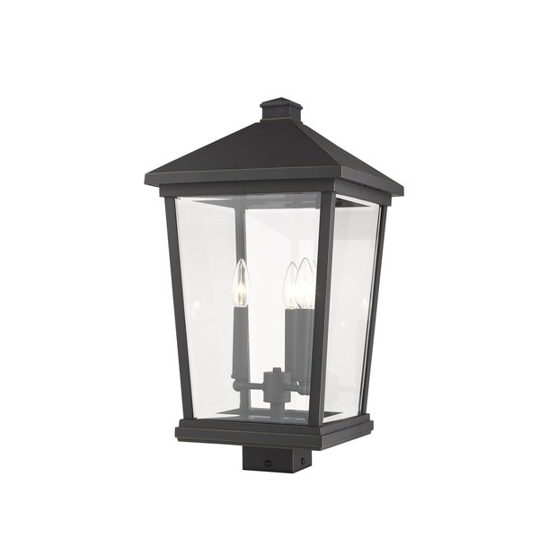 Z-Lite Beacon 3 Light Outdoor Post Mount Fixture, Oil Rubbed Bronze & Clear Beveled 568PHXLS-ORB